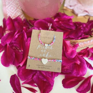 Ružový kvetovaný náramkový set